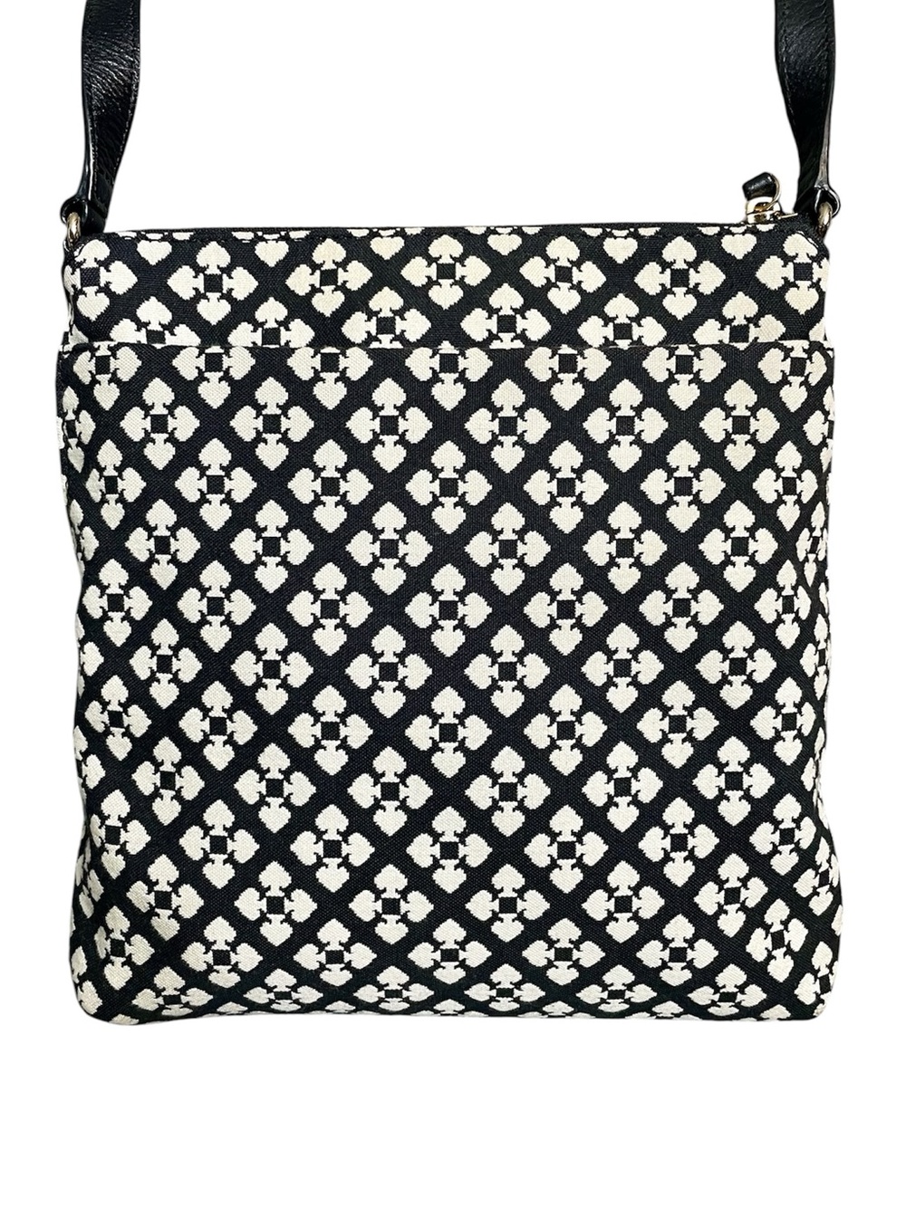 Kate Spade Varsity Stripe Black White Floral Spade Adjustable Leather Strap - Picture 2 of 10